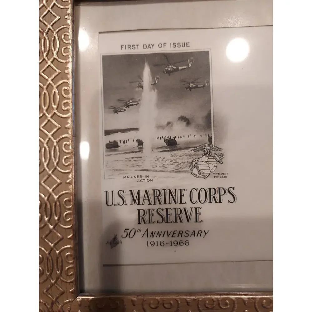 US Marine Corps Reserve First Day Of Issue With Frame 1966 50th Anniversary SEE